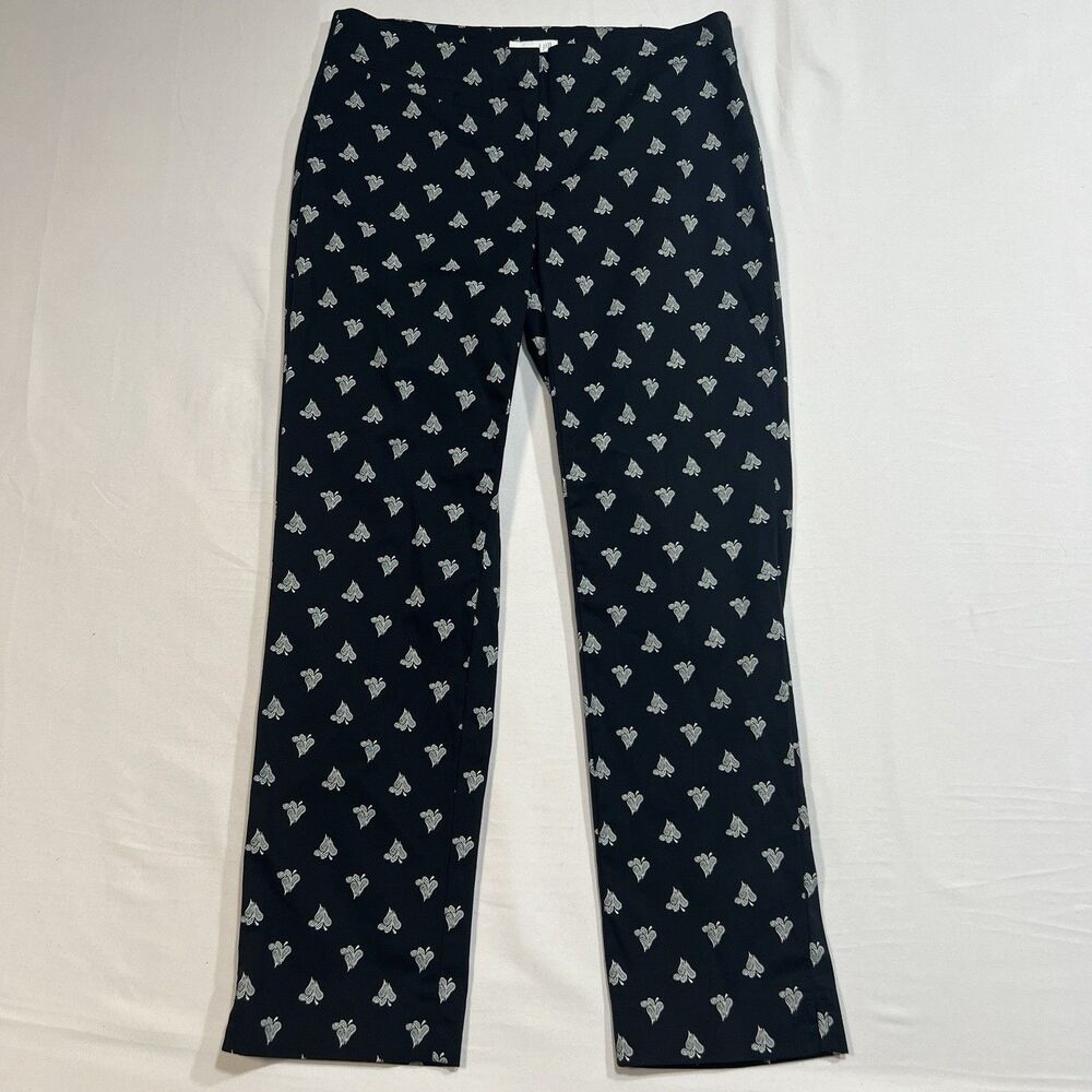 J. Jill Women's Size 0 Petite Black White Paisley Cotton Blend Stretch Pants